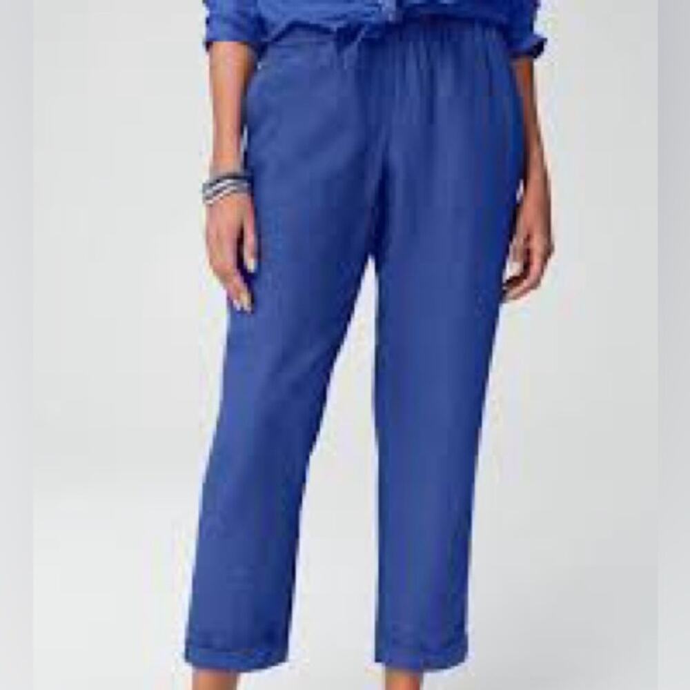 J. Jill Love Linen Cuffed Amalfi Coast Blue Pull On Pants - NEW - Size Medium